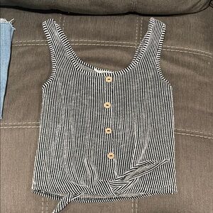 Caution To The Wind Black & White Striped Tank